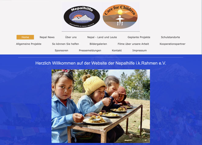 Website der Nepalhilfe im kleinen Rahmen